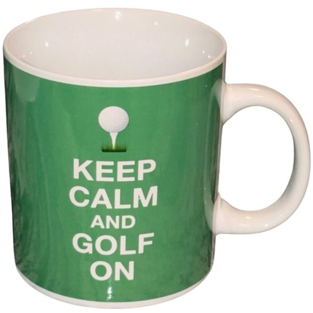 Keep Calm & Golf On Green White Golfing Coffee Mug Cup Coastal‎ Cocktail Novelty